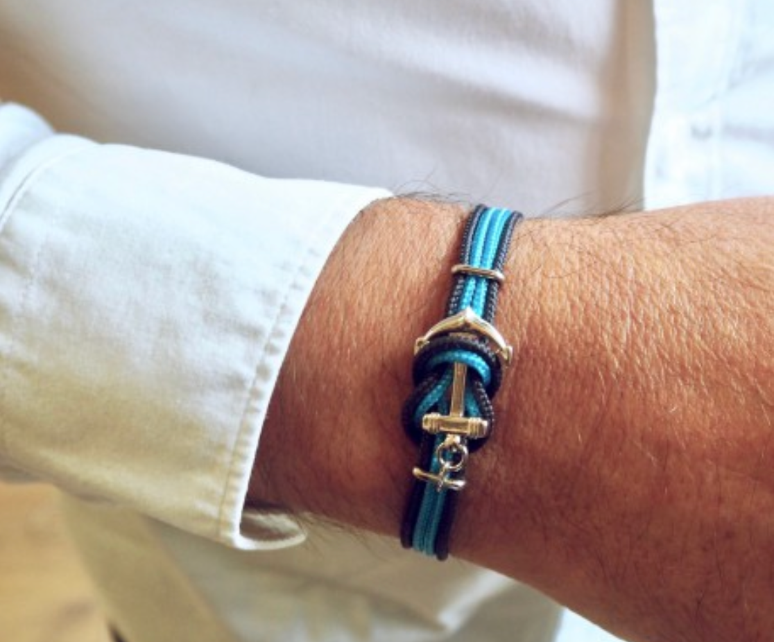 Bracelet ancre double corde