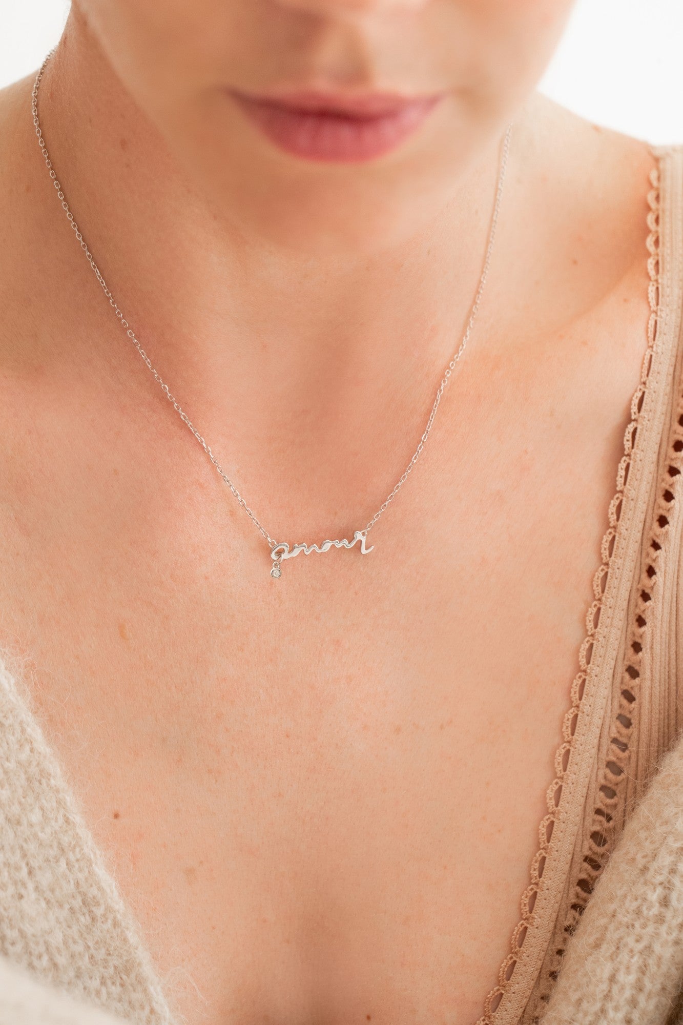 Collier La Garçonne diamant Toi mon amour argent