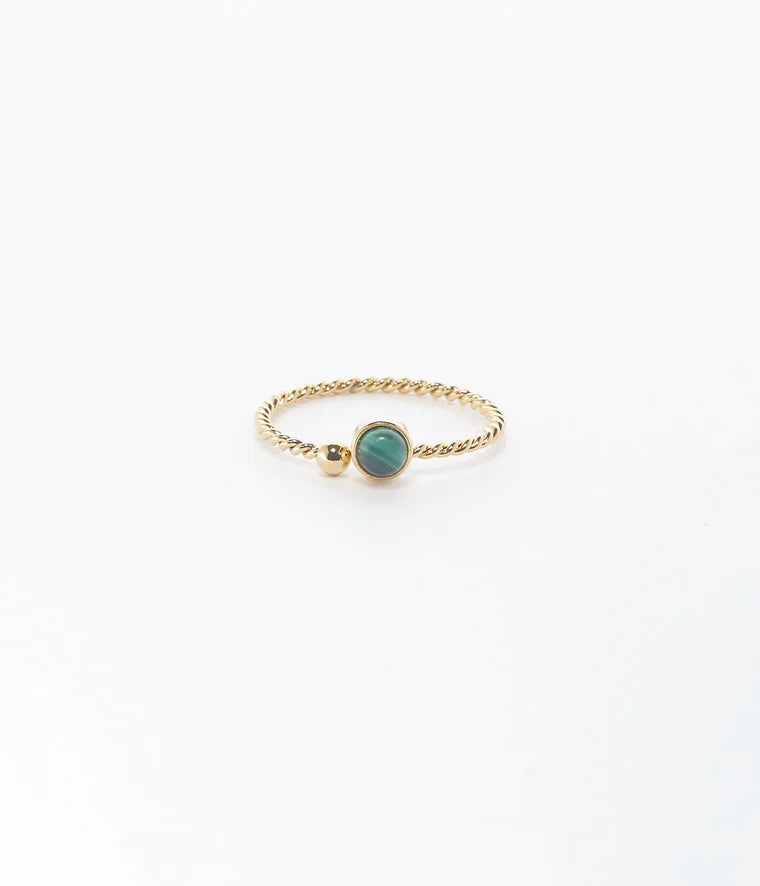 Bague ZAG - Spoutnik malachite doré