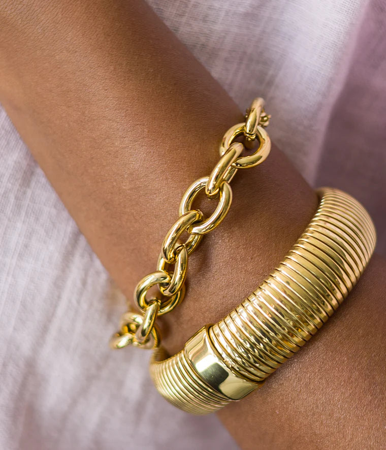 Bracelet ZAG Ecume acier doré